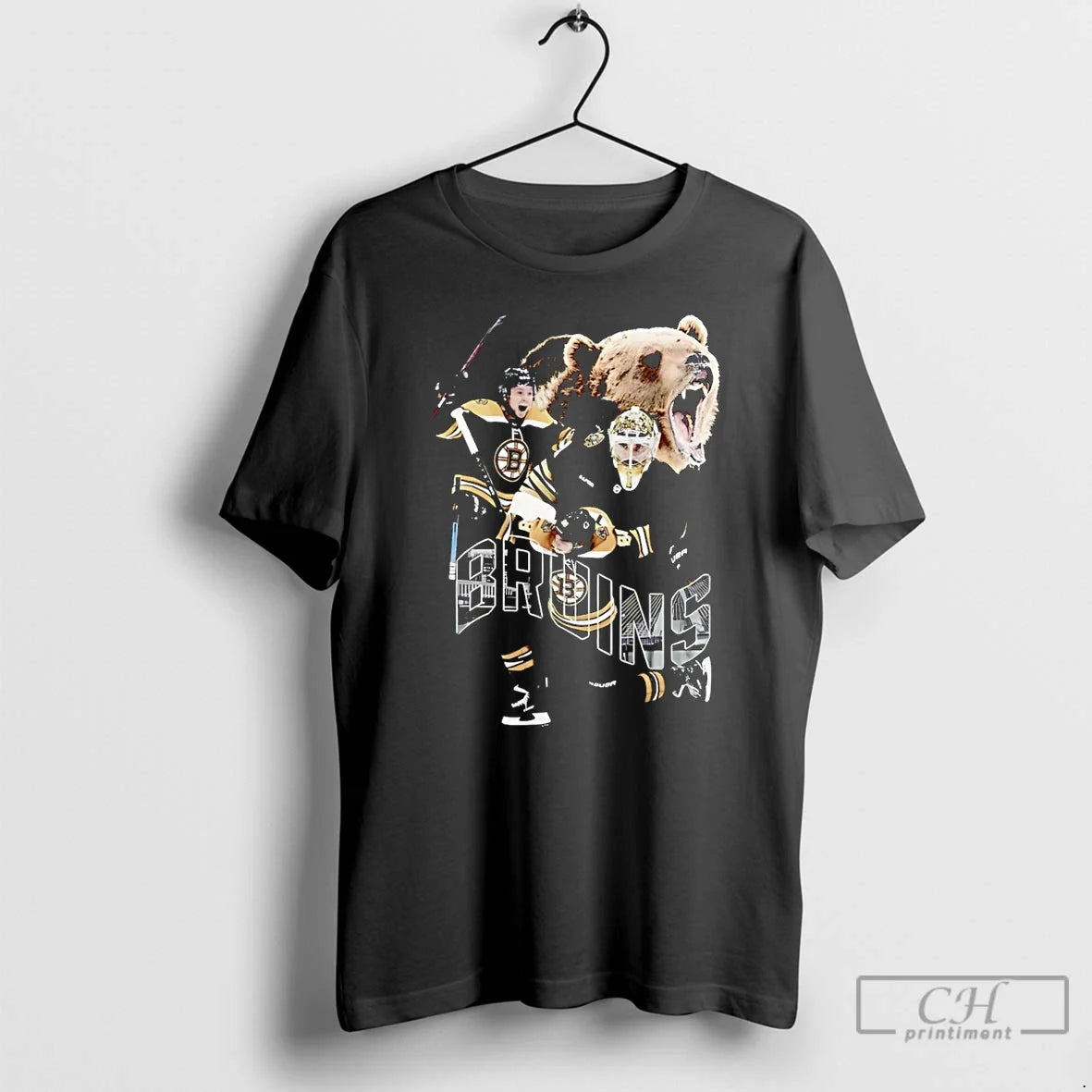 Classic Boston Bruins Ice Hockey Bear With Player - Adult & Kids T-Shirts, Sweatshirts & Hoodies apparel design preview 1