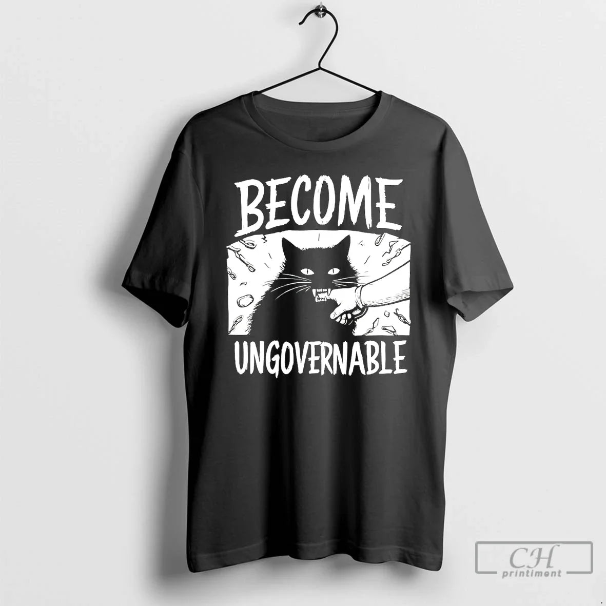 Classic Cat Biting Arm Become Ungovernable - Adult & Kids T-Shirts, Sweatshirts & Hoodies apparel design preview 1