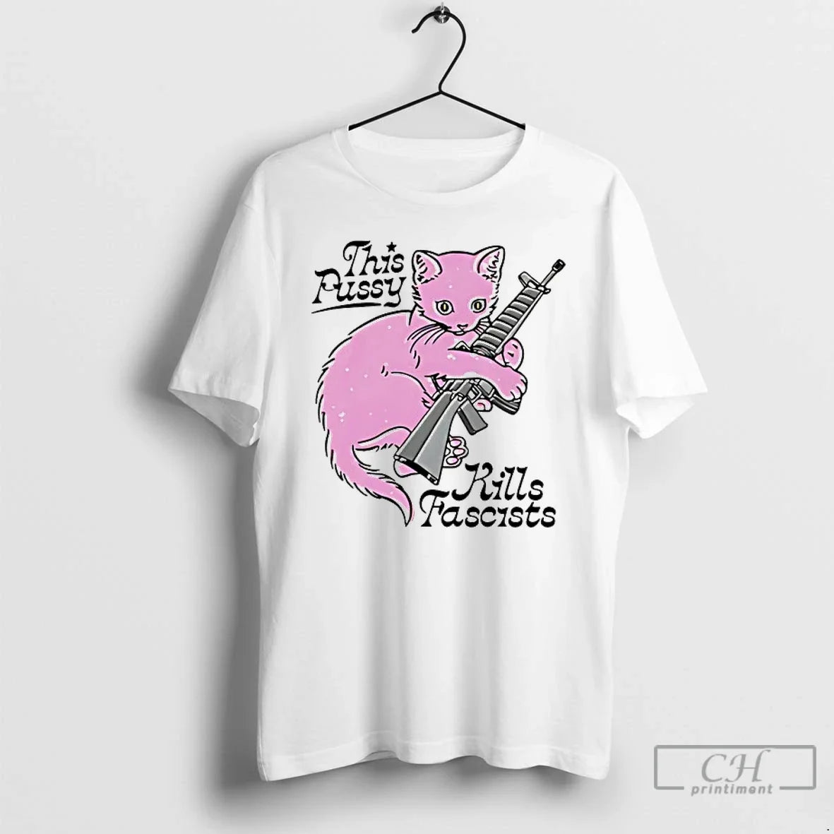 Classic Cat Shotgun This Pussy Kills Fascists - Adult & Kids T-Shirts, Sweatshirts & Hoodies apparel design preview 1