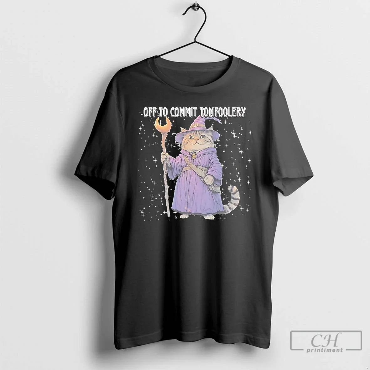 Classic Cat Wizard Off To Commit Tomfoolery - Adult & Kids T-Shirts, Sweatshirts & Hoodies apparel design preview 1