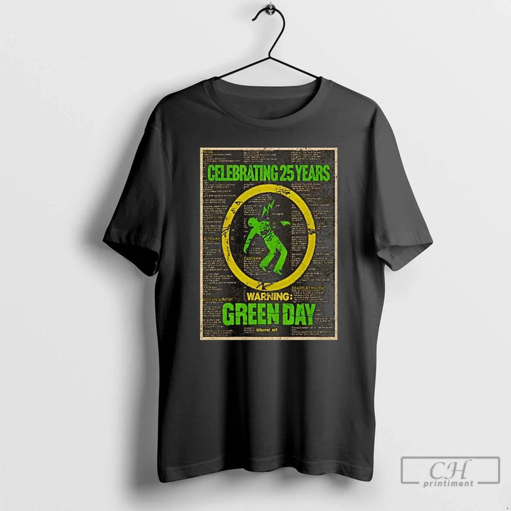 Classic Celebrating 25 Years Warning Green Day Long - Adult & Kids T-Shirts, Sweatshirts & Hoodies apparel design preview 1