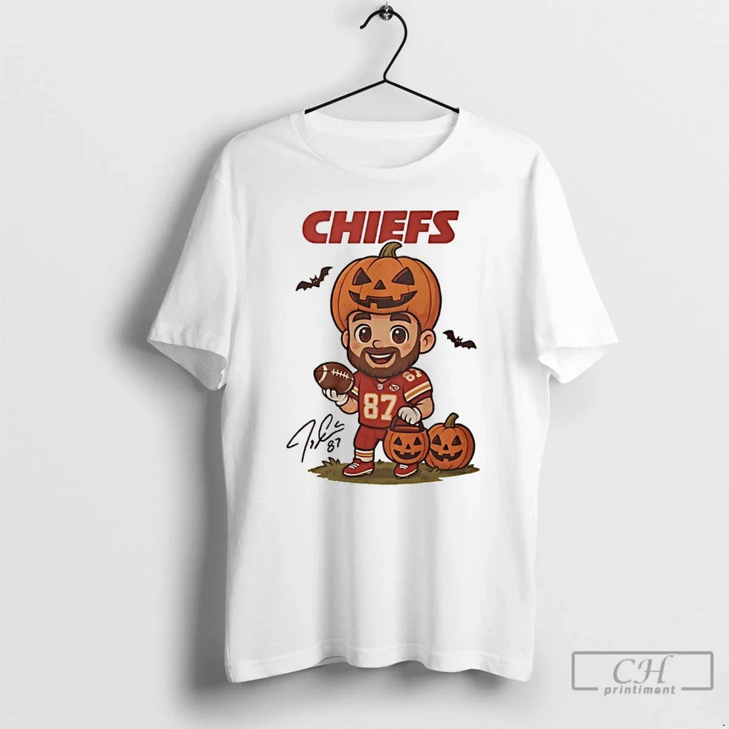 Classic Chiefs Travis Kelce Pumpkin Halloween 2025 - Adult & Kids T-Shirts, Sweatshirts & Hoodies apparel design preview 1