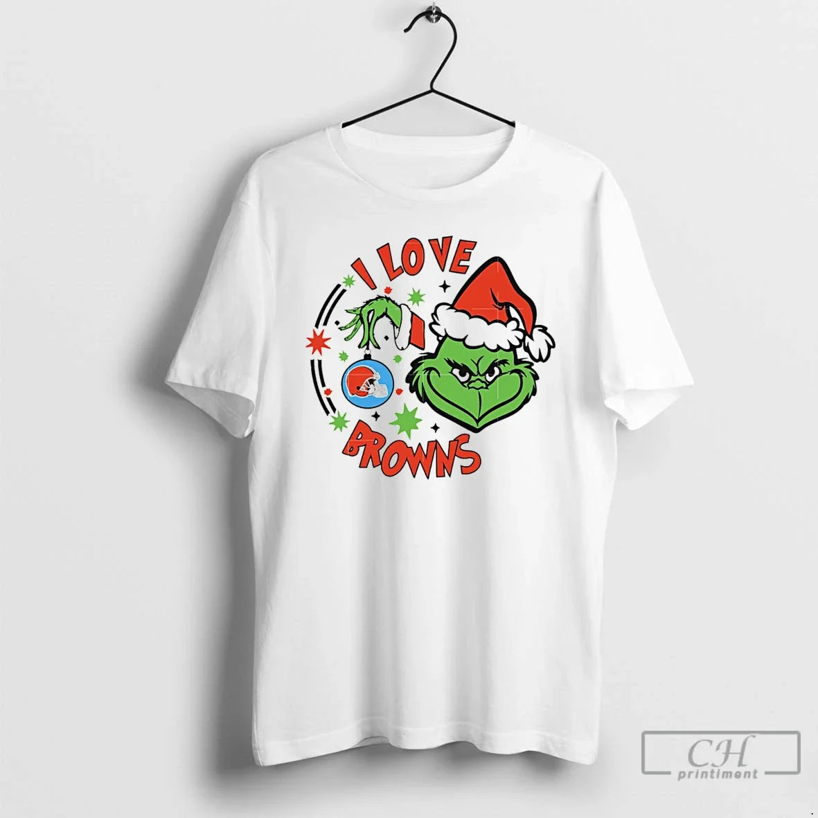 Classic Cleveland Browns X Santa Grinch I Love - Adult & Kids T-Shirts, Sweatshirts & Hoodies apparel design preview 1