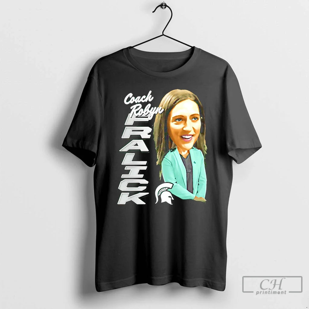 Classic Coach Robyn Fralick Michigan State Cartoon - Adult & Kids T-Shirts, Sweatshirts & Hoodies apparel design preview 1