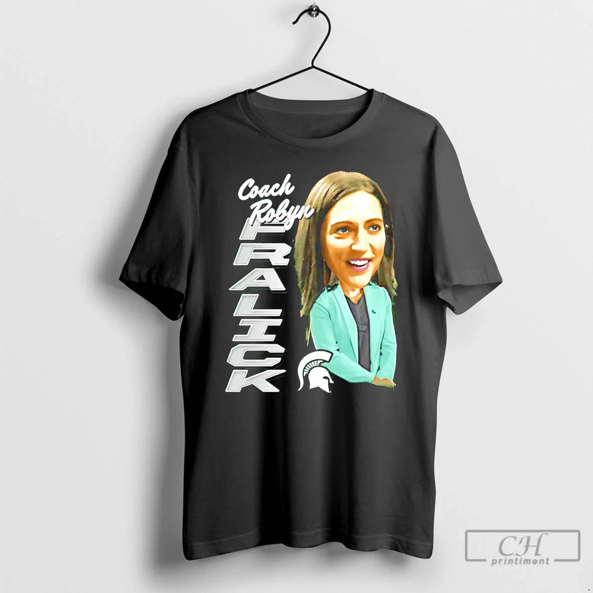Classic Coach Robyn Fralick Michigan State Cartoon - Adult & Kids T-Shirts, Sweatshirts & Hoodies apparel design preview 1