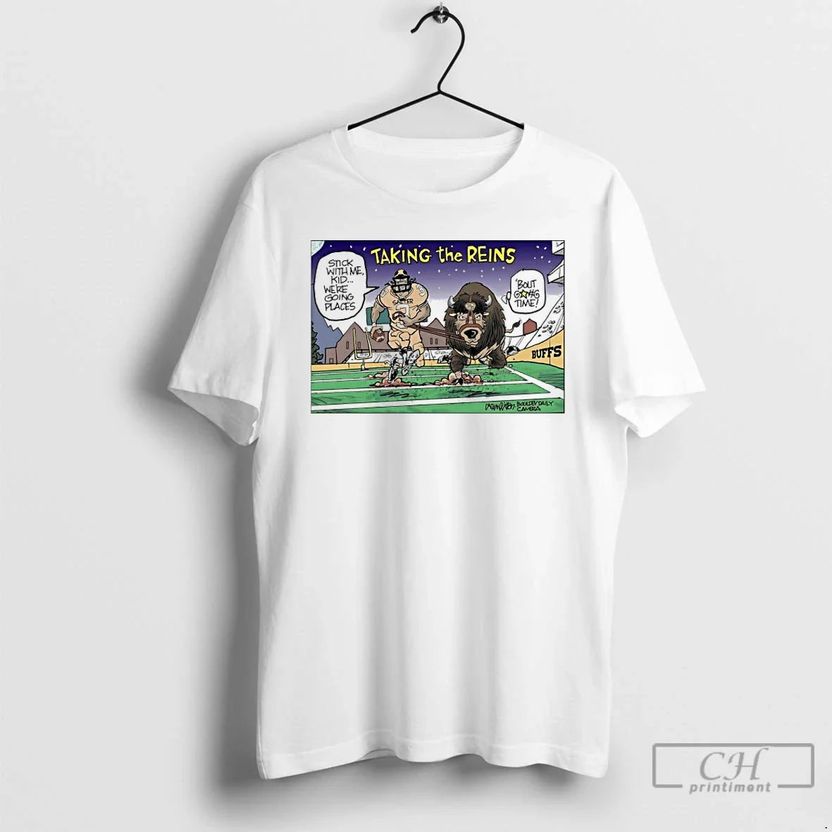 Classic Colorado Buffaloes Taking The Reins Mascot - Adult & Kids T-Shirts, Sweatshirts & Hoodies apparel design preview 1