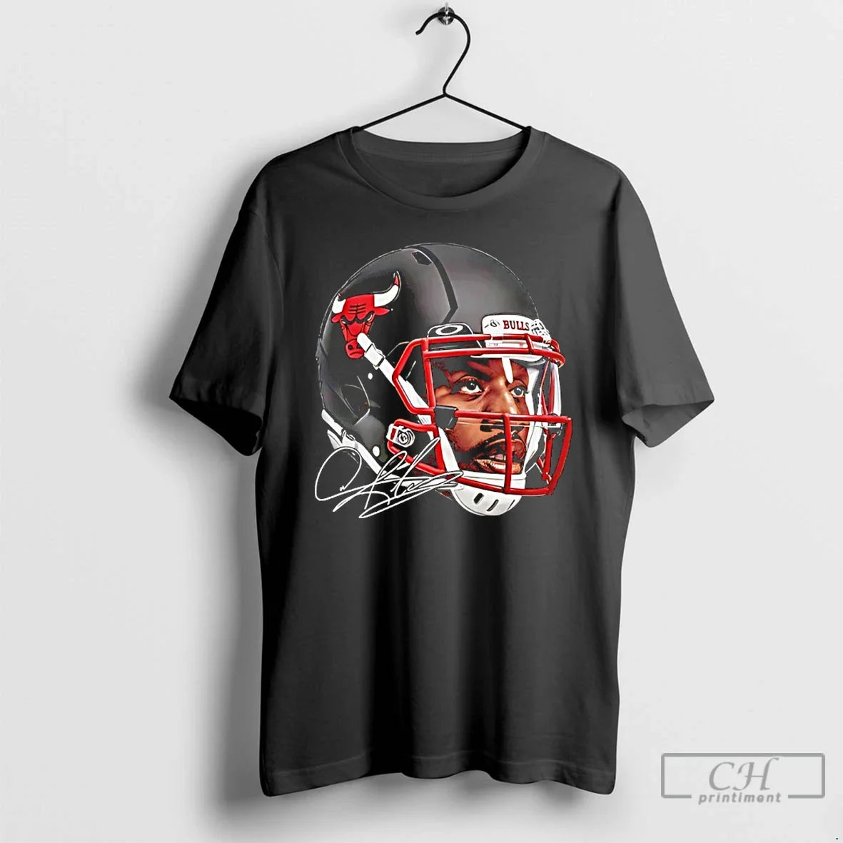 Classic Dennis Rodman Chicago Bulls Football Helmet - Adult & Kids T-Shirts, Sweatshirts & Hoodies apparel design preview 1