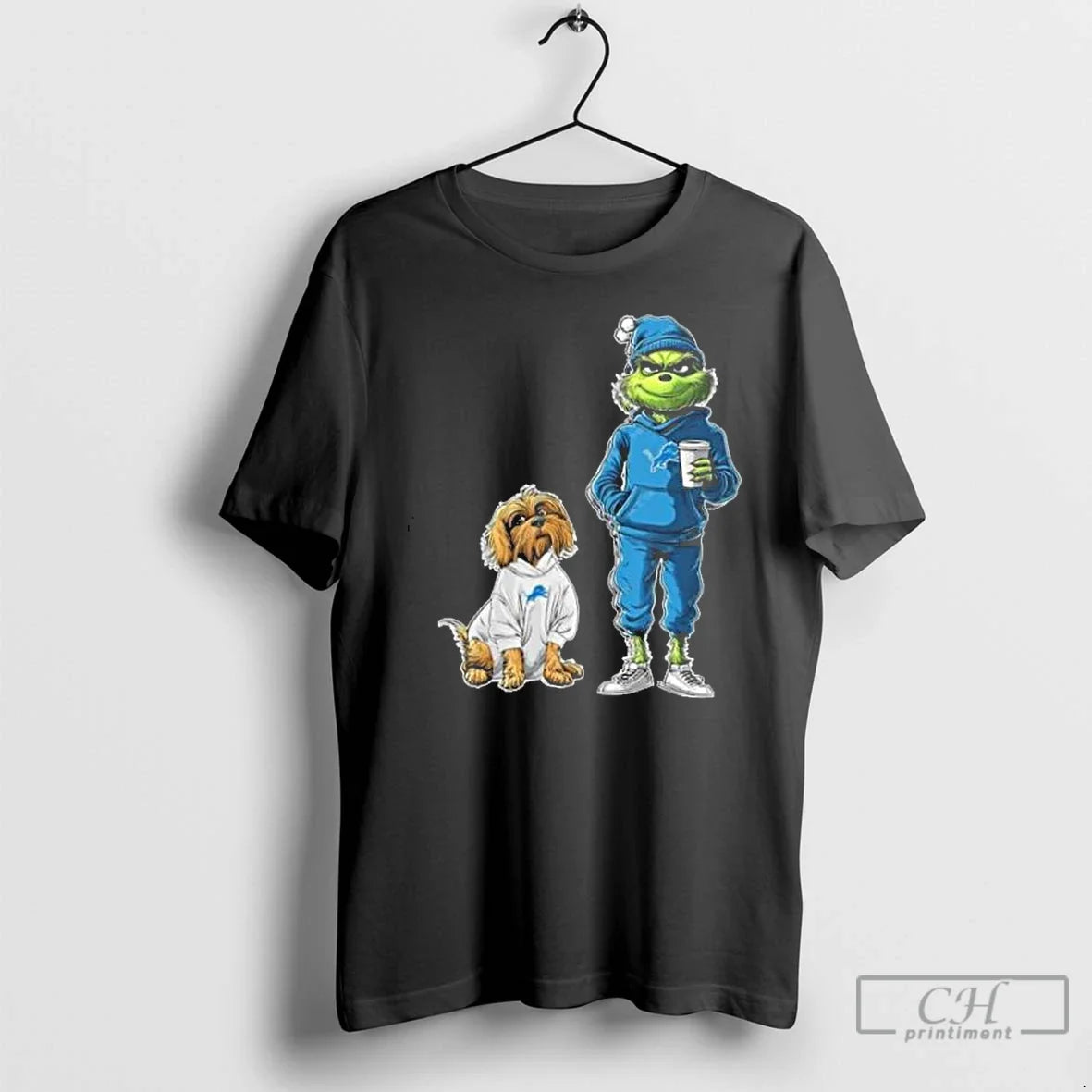 Classic Detroit Lions Grinch And Dog Christmas - Adult & Kids T-Shirts, Sweatshirts & Hoodies apparel design preview 1