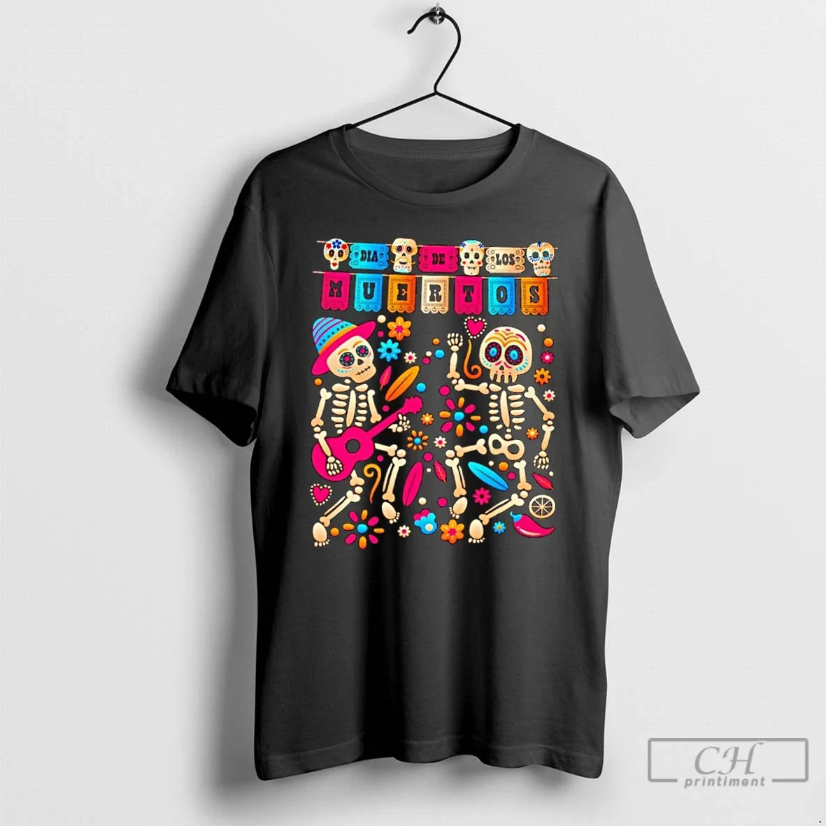 Classic Dia De Los Muertos Dancing Skeletons - Adult & Kids T-Shirts, Sweatshirts & Hoodies apparel design preview 1