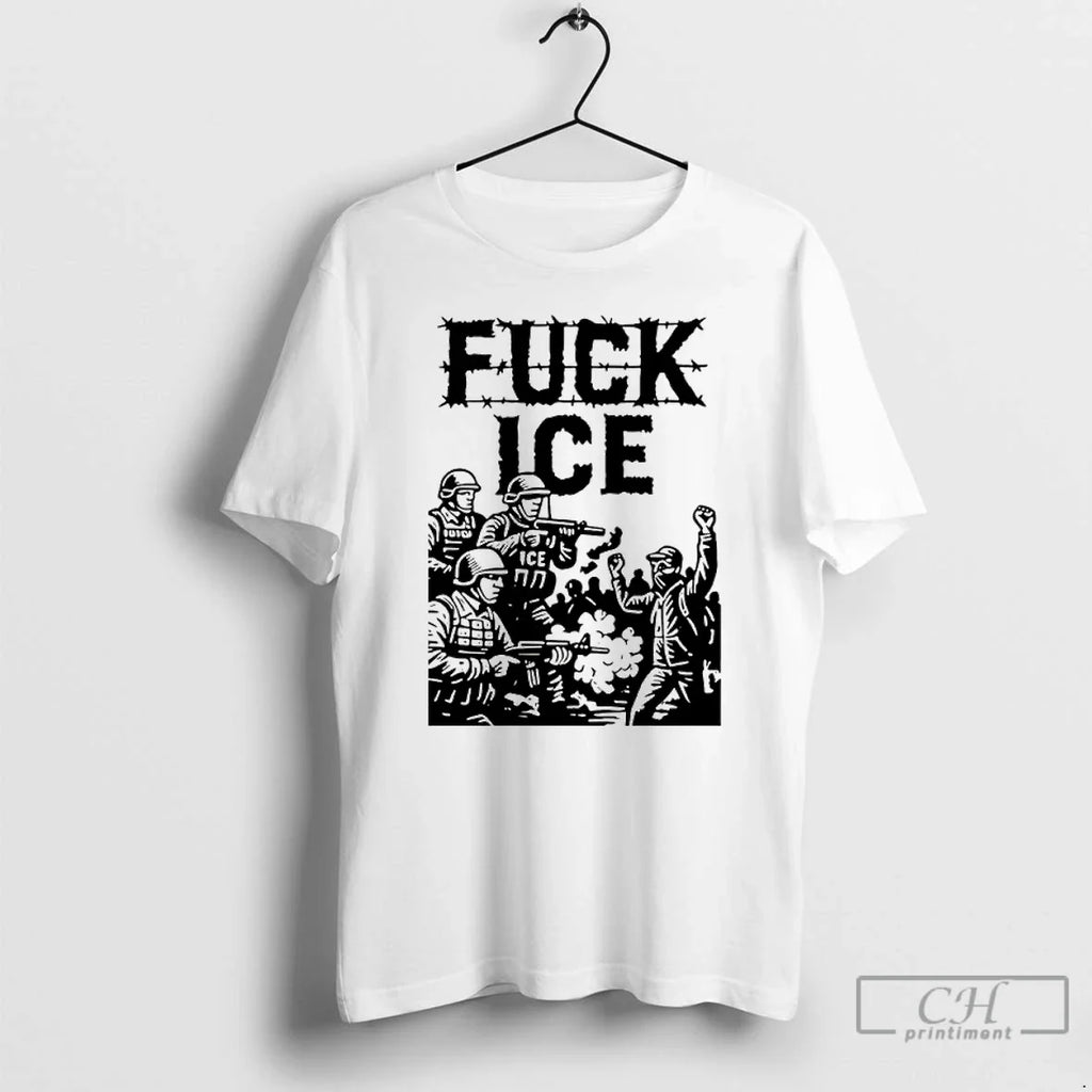 Classic Fuck Ice Barbed Wire Protest - Adult & Kids T-Shirts, Sweatshirts & Hoodies apparel design preview 1