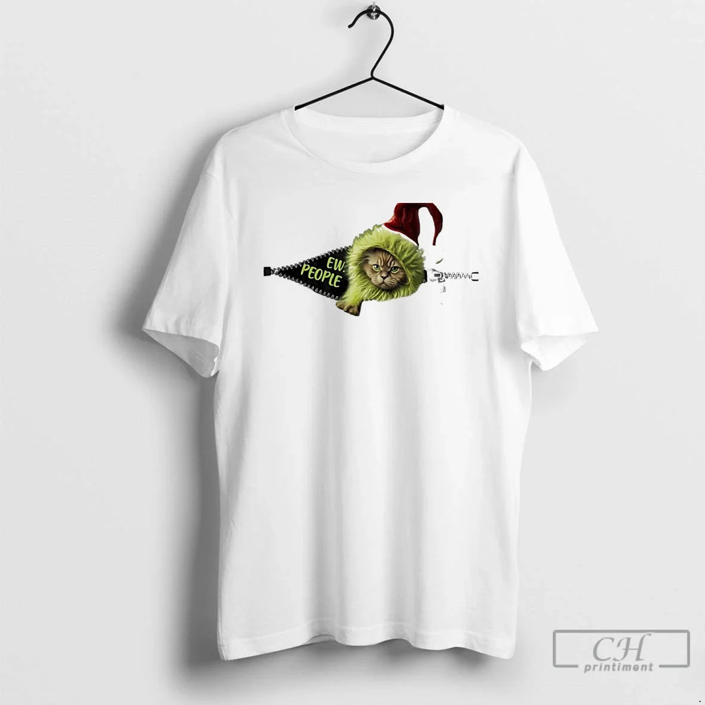 Classic Grinch Cat Ew People White - Adult & Kids T-Shirts, Sweatshirts & Hoodies apparel design preview 1