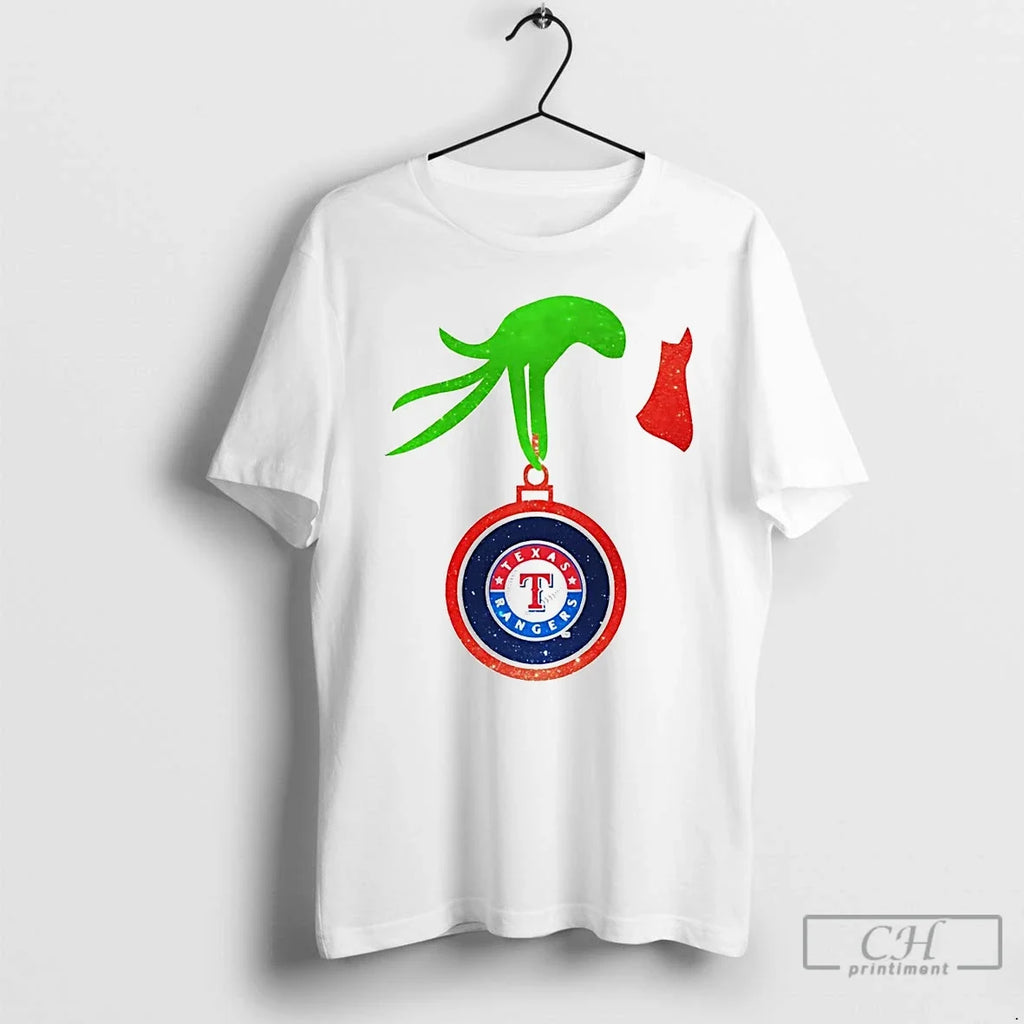 Classic Grinch Hand Holding Texas Rangers Christmas - Adult & Kids T-Shirts, Sweatshirts & Hoodies apparel design preview 1