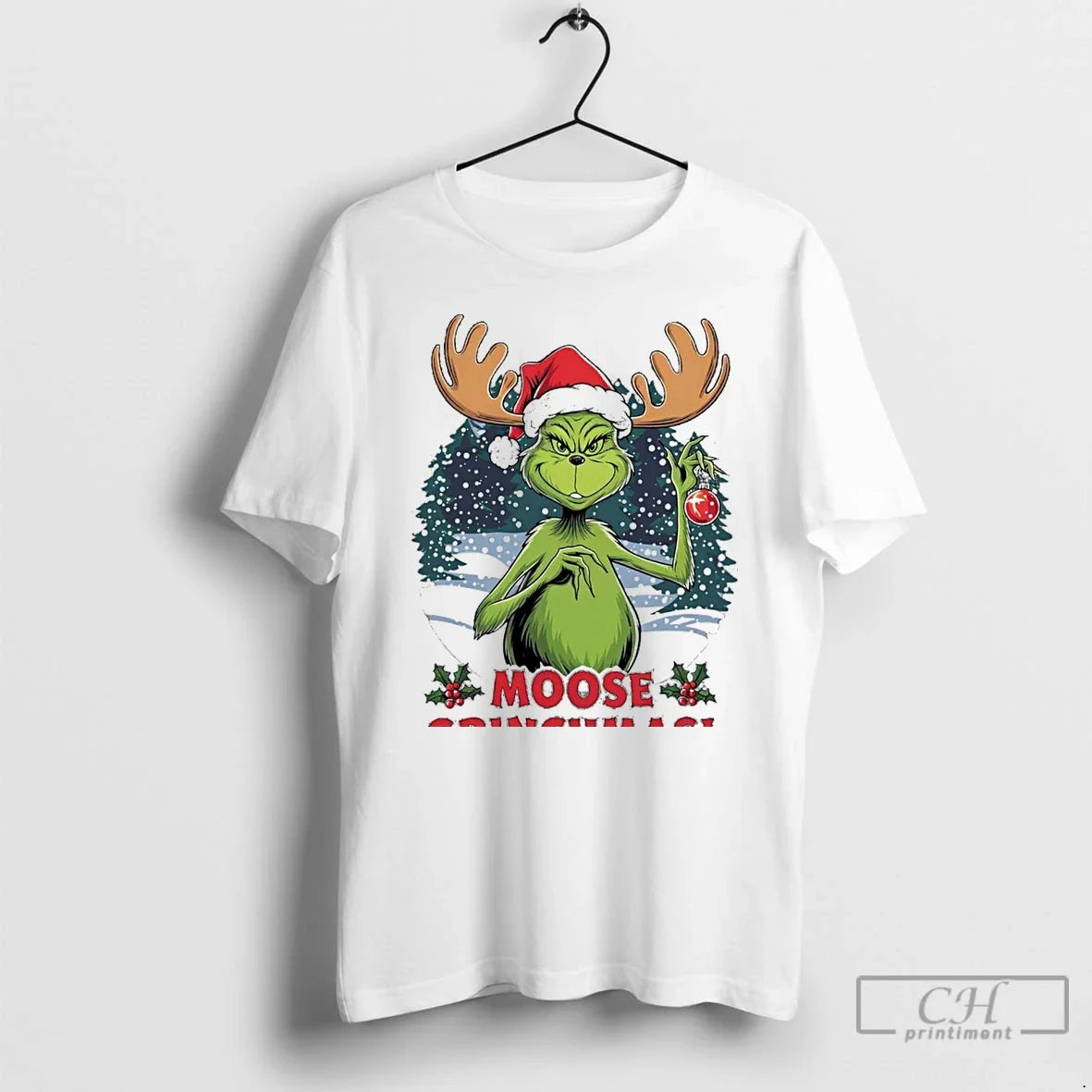 Classic Grinch Moose Grinchmas Christmas White - Adult & Kids T-Shirts, Sweatshirts & Hoodies apparel design preview 1