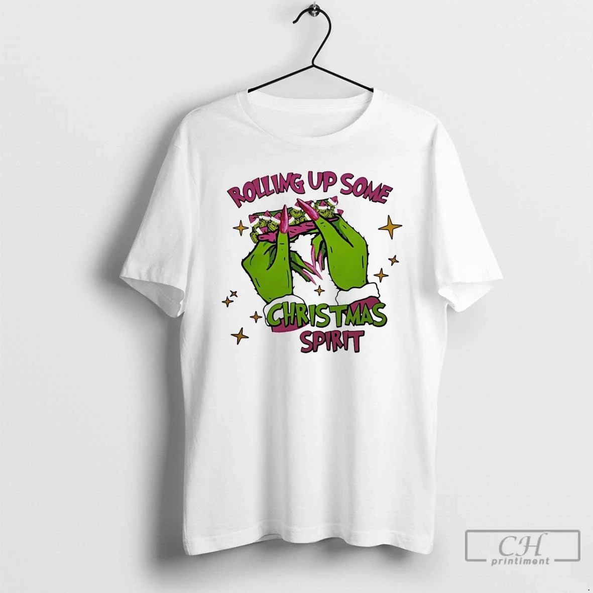 Classic Grinch Rolling Up Some Christmas Spirit White - Adult & Kids T-Shirts, Sweatshirts & Hoodies apparel design preview 1