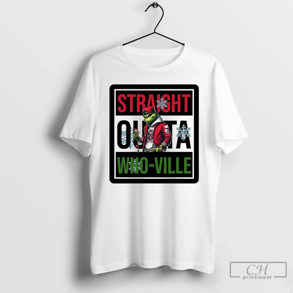 Classic Grinch Straight Outta Whoville Christmas - Adult & Kids T-Shirts, Sweatshirts & Hoodies apparel design preview 1