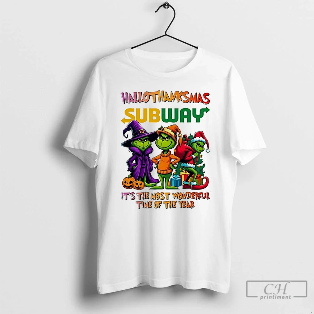 Classic Grinch X Subway Its The Most Wonderful Time - Adult & Kids T-Shirts, Sweatshirts & Hoodies apparel design preview 1