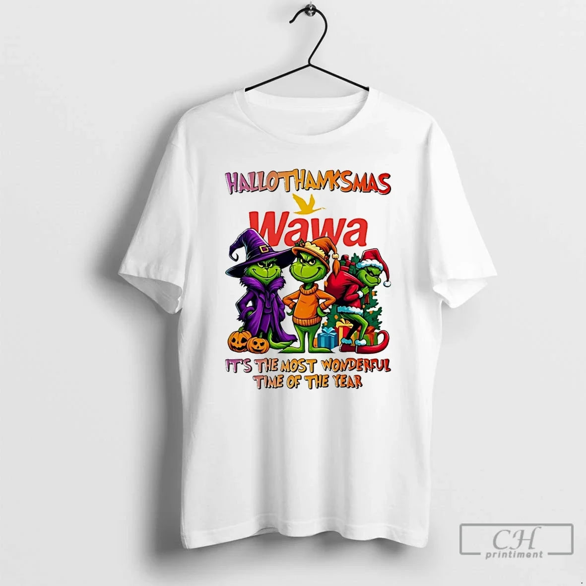 Classic Grinch X Wawa Its The Most Wonderful Time Of - Adult & Kids T-Shirts, Sweatshirts & Hoodies apparel design preview 1