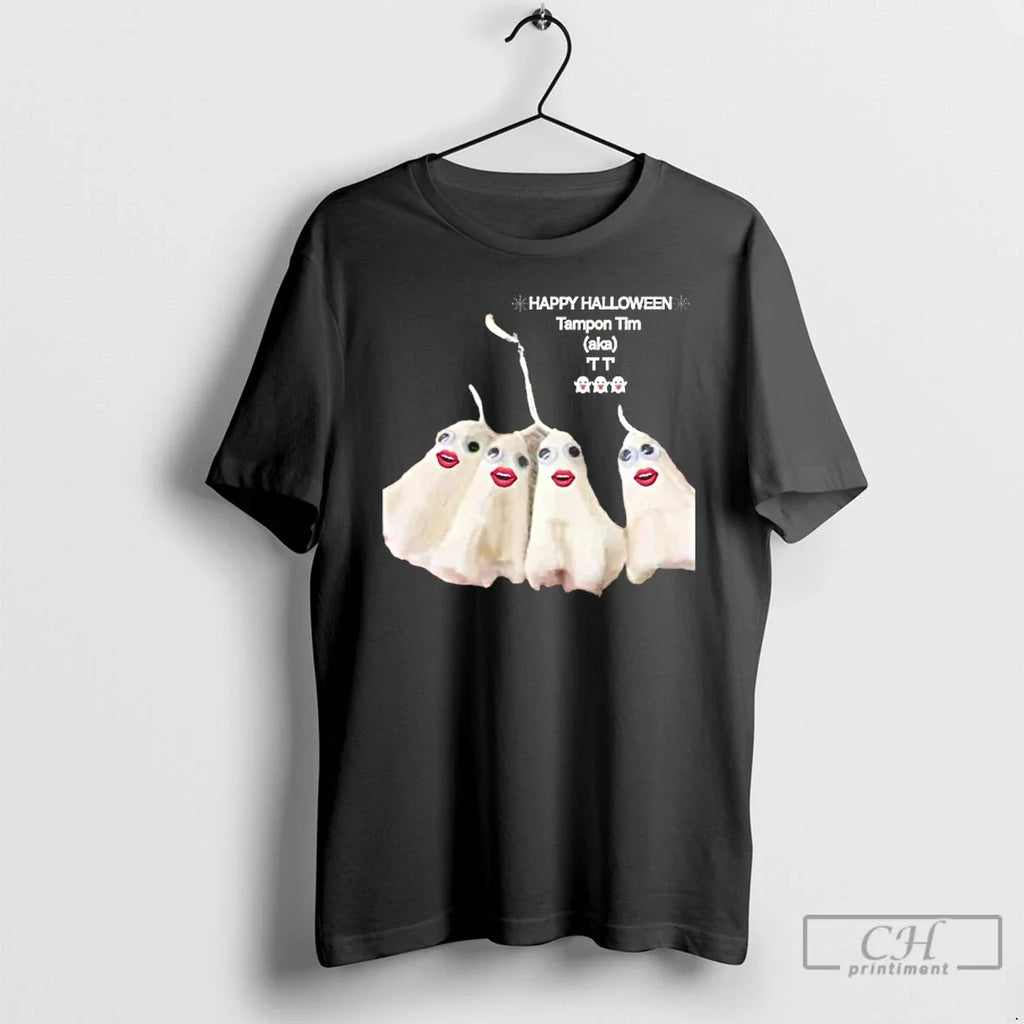 Classic Happy Halloween Tampon Ghosts Tim - Adult & Kids T-Shirts, Sweatshirts & Hoodies apparel design preview 1