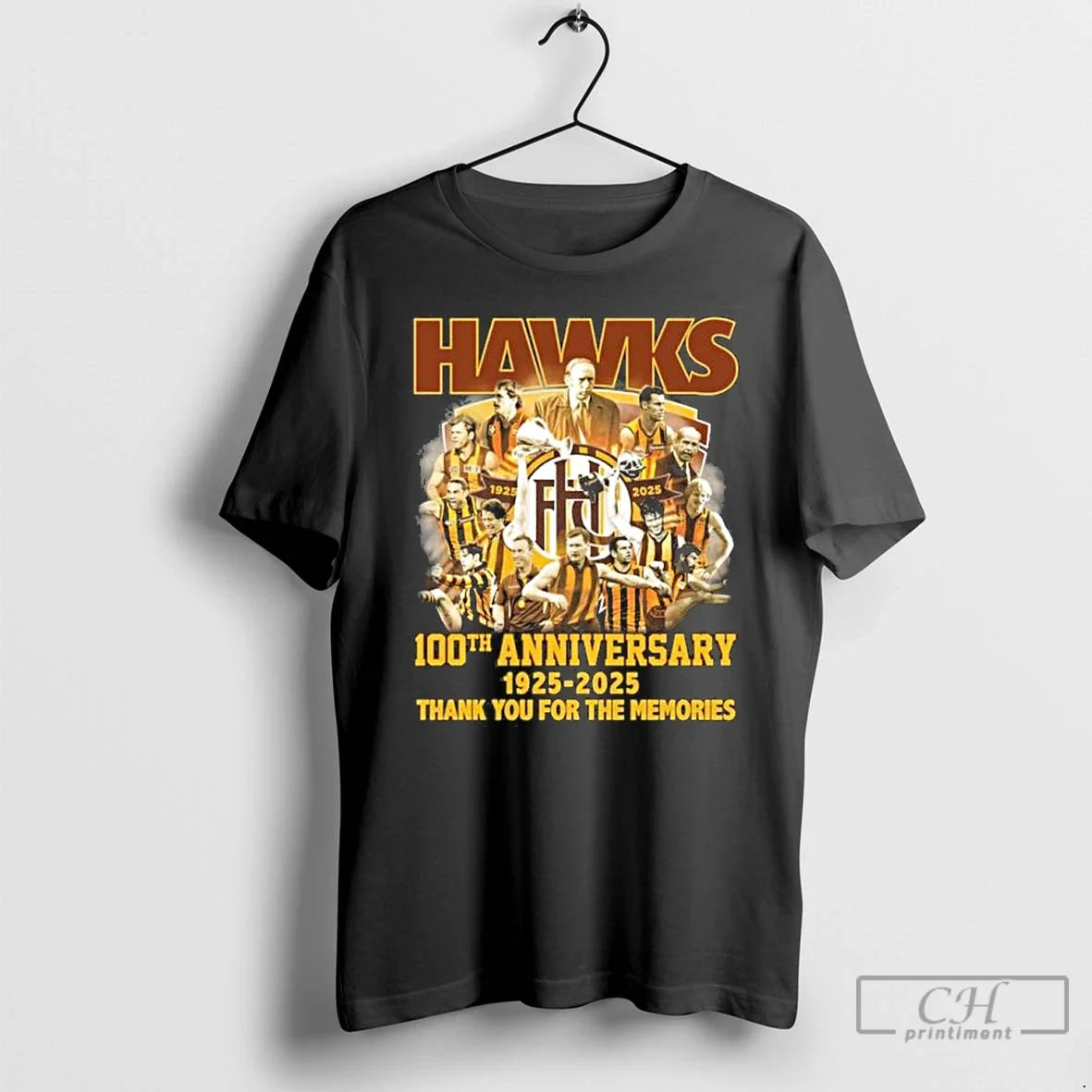Classic Hawthorn Hawks 100th Anniversary 1925 2025 - Adult & Kids T-Shirts, Sweatshirts & Hoodies apparel design preview 1