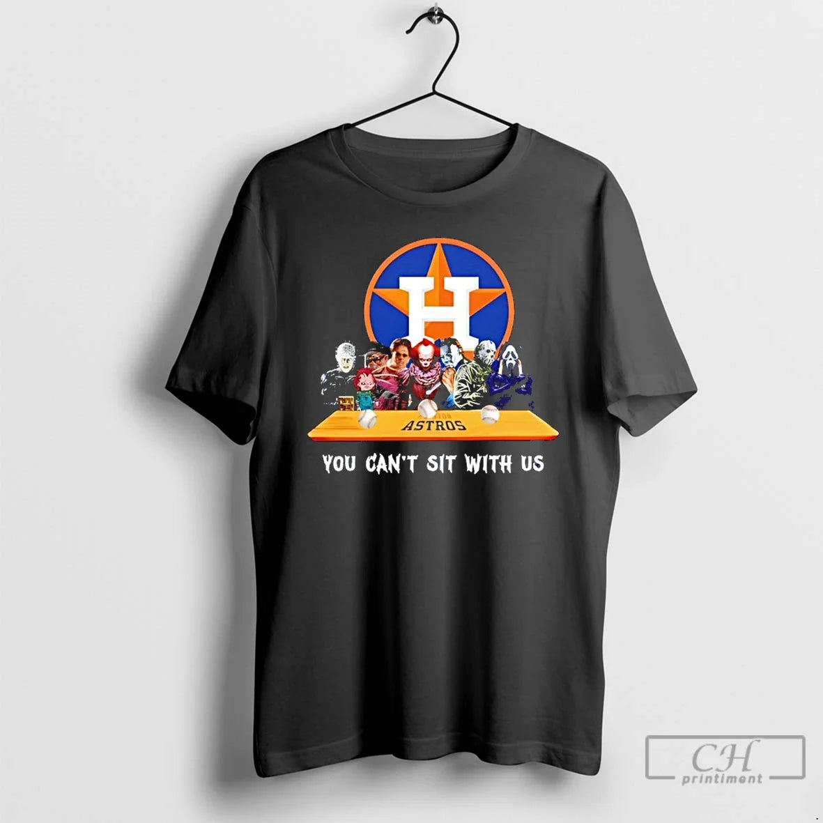 Classic Horror Movie Characters You Cant Sit With Us - Adult & Kids T-Shirts, Sweatshirts & Hoodies apparel design preview 1