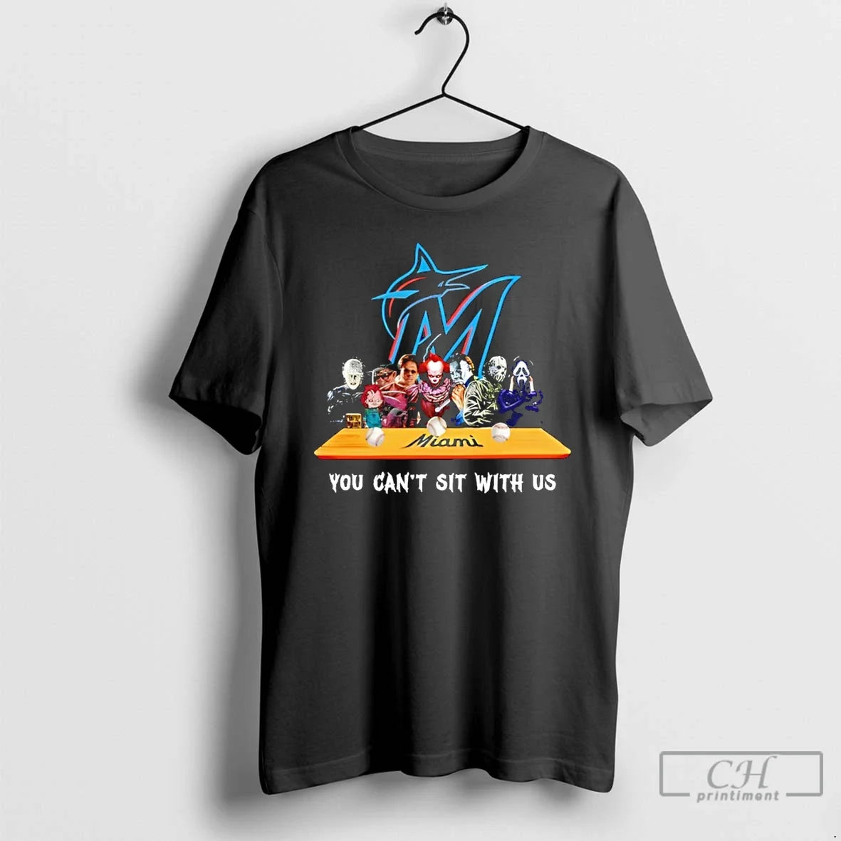 Classic Horror Movie Characters You Cant Sit With Us - Adult & Kids T-Shirts, Sweatshirts & Hoodies apparel design preview 1
