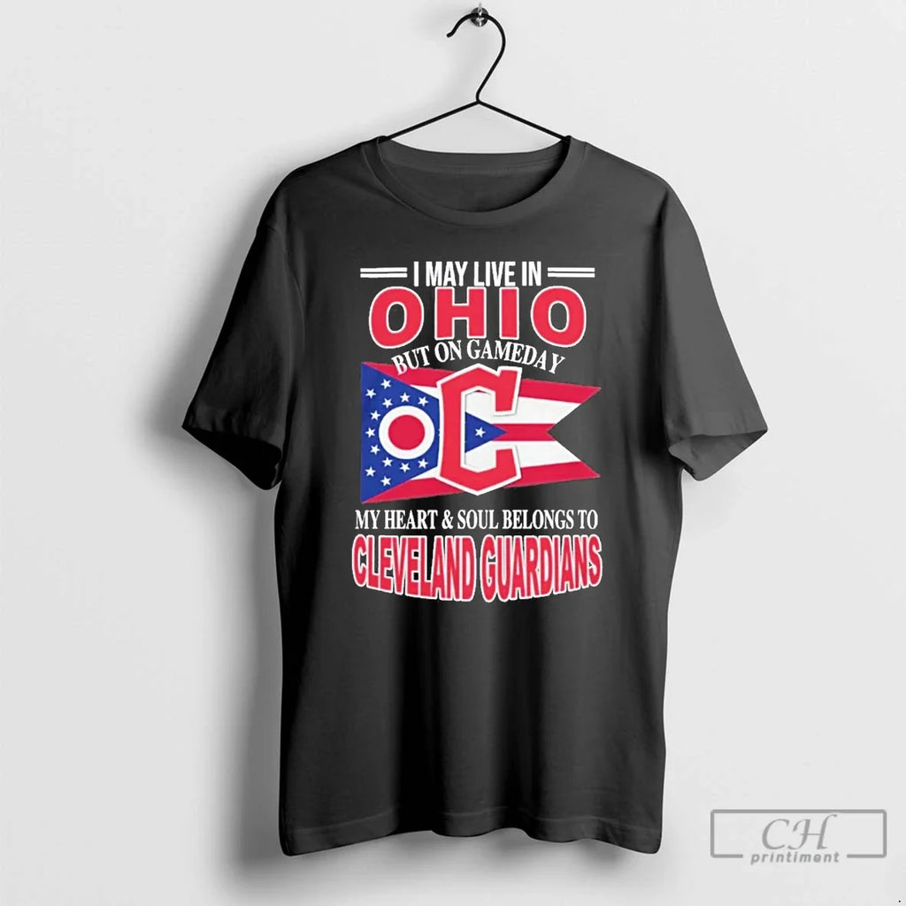 Classic I May Live In Ohio But On Gameday My Heart - Adult & Kids T-Shirts, Sweatshirts & Hoodies apparel design preview 1