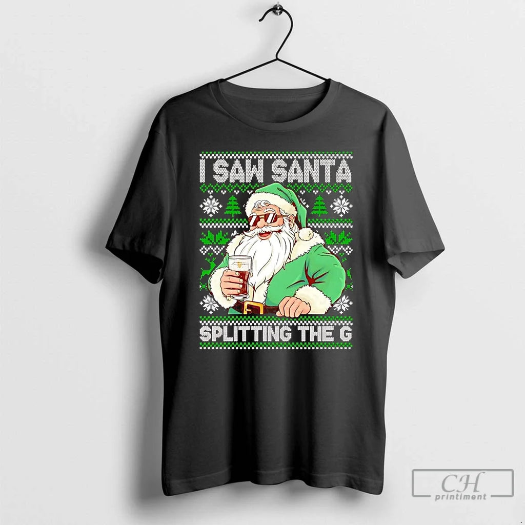 Classic I Saw Santa Splitting The G Guinness Beer - Adult & Kids T-Shirts, Sweatshirts & Hoodies apparel design preview 1