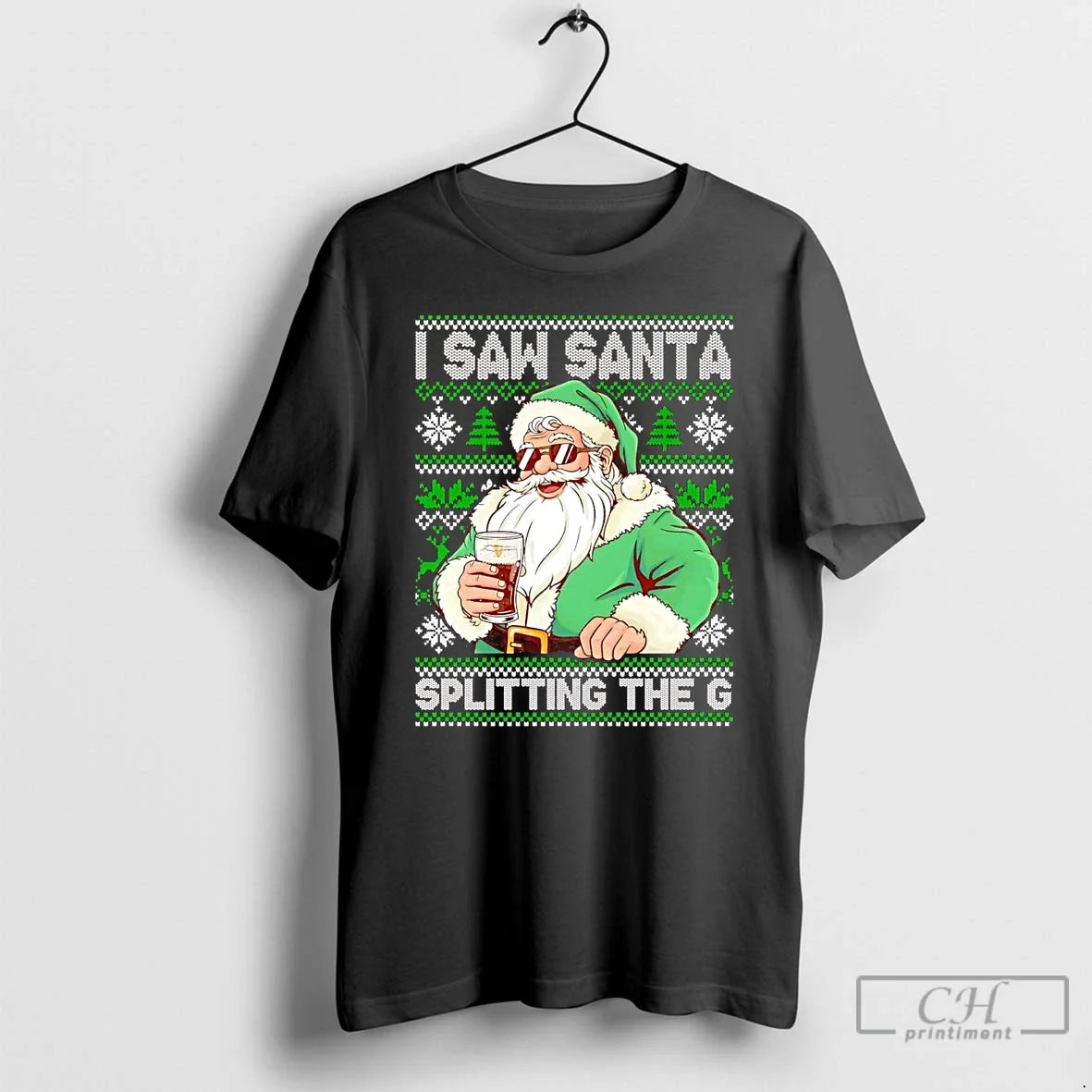 Classic I Saw Santa Splitting The G Guinness Beer - Adult & Kids T-Shirts, Sweatshirts & Hoodies apparel design preview 1