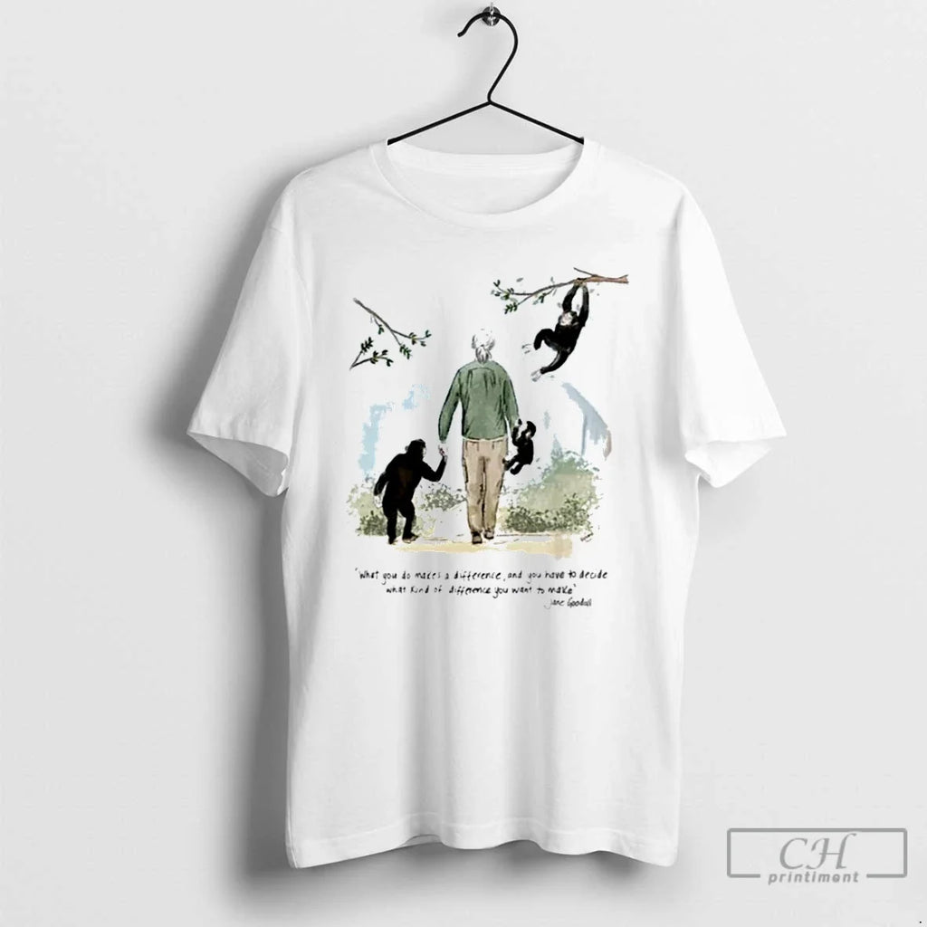 Classic Inspirational Jane Goodall Chimpanzee - Adult & Kids T-Shirts, Sweatshirts & Hoodies apparel design preview 1