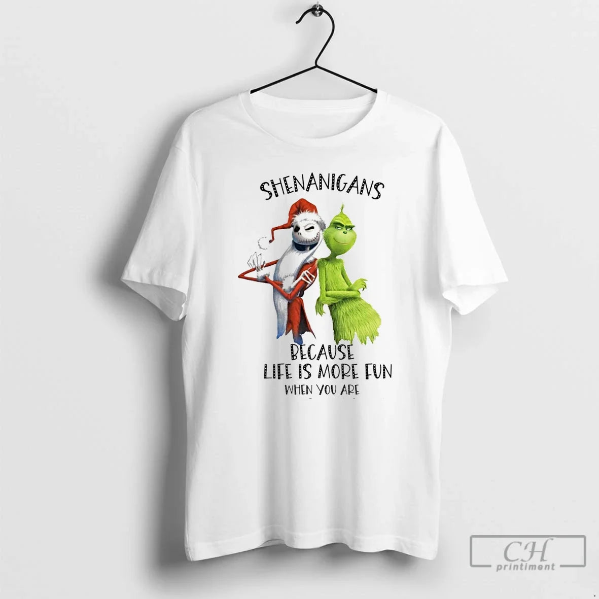 Classic Jack Skellington And Grinch Shenanigans - Adult & Kids T-Shirts, Sweatshirts & Hoodies apparel design preview 1