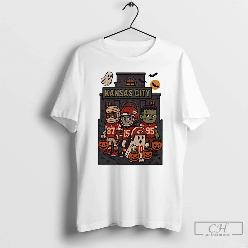 Classic Kansas City Chiefs Halloween Pumpkin 2025 - Adult & Kids T-Shirts, Sweatshirts & Hoodies apparel design preview 1