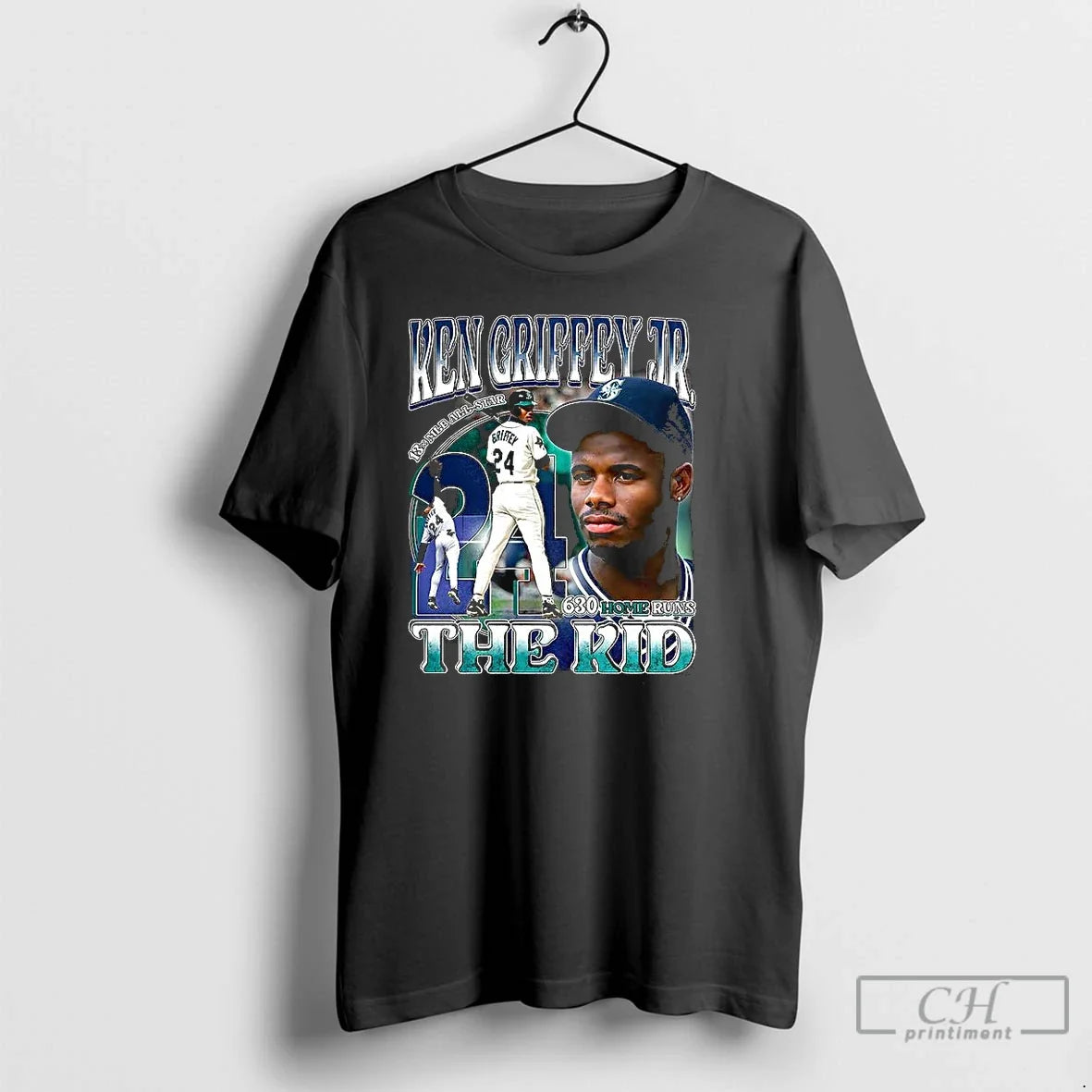 Classic Ken Griffey Jr The Kid 630 Home Runs - Adult & Kids T-Shirts, Sweatshirts & Hoodies apparel design preview 1
