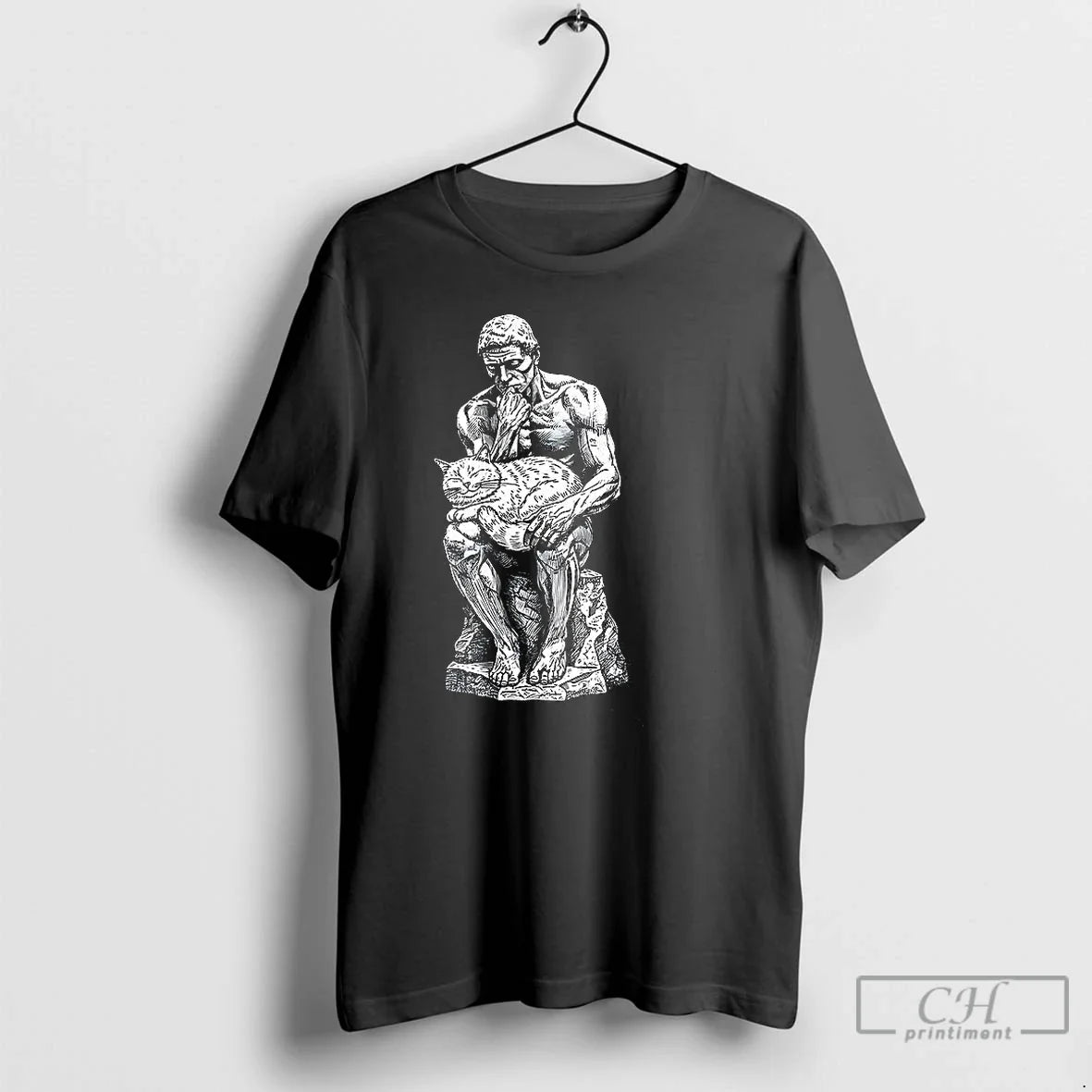 Classic Le Penseur The Thinker Pets Cat - Adult & Kids T-Shirts, Sweatshirts & Hoodies apparel design preview 1