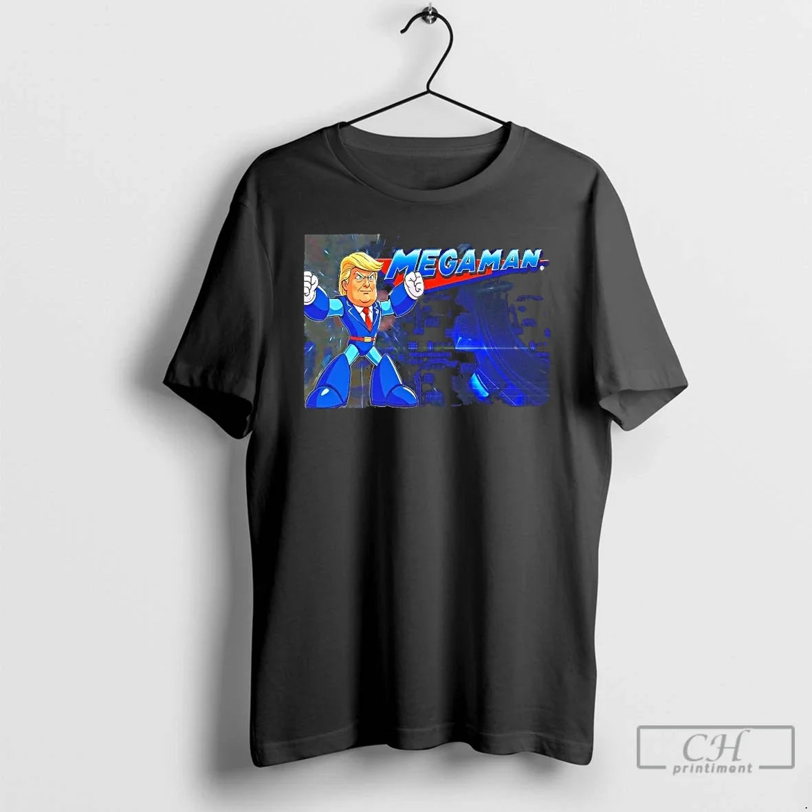 Classic Mega Man Trump Game - Adult & Kids T-Shirts, Sweatshirts & Hoodies apparel design preview 1