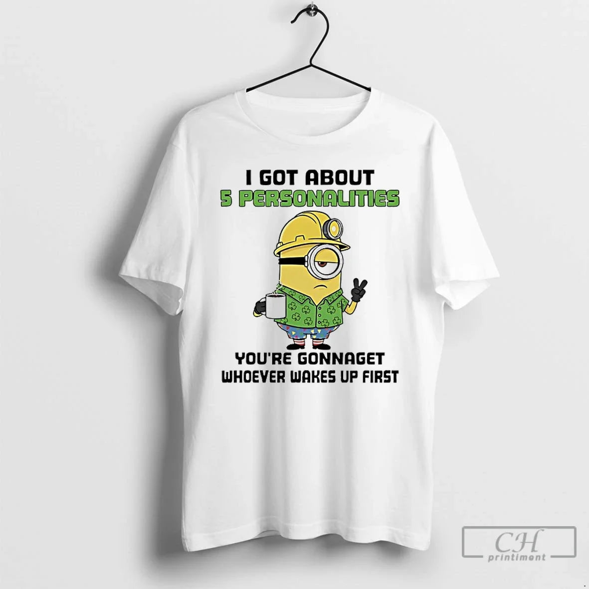 Classic Minions Shamrock I Got About 5 Personalities - Adult & Kids T-Shirts, Sweatshirts & Hoodies apparel design preview 1