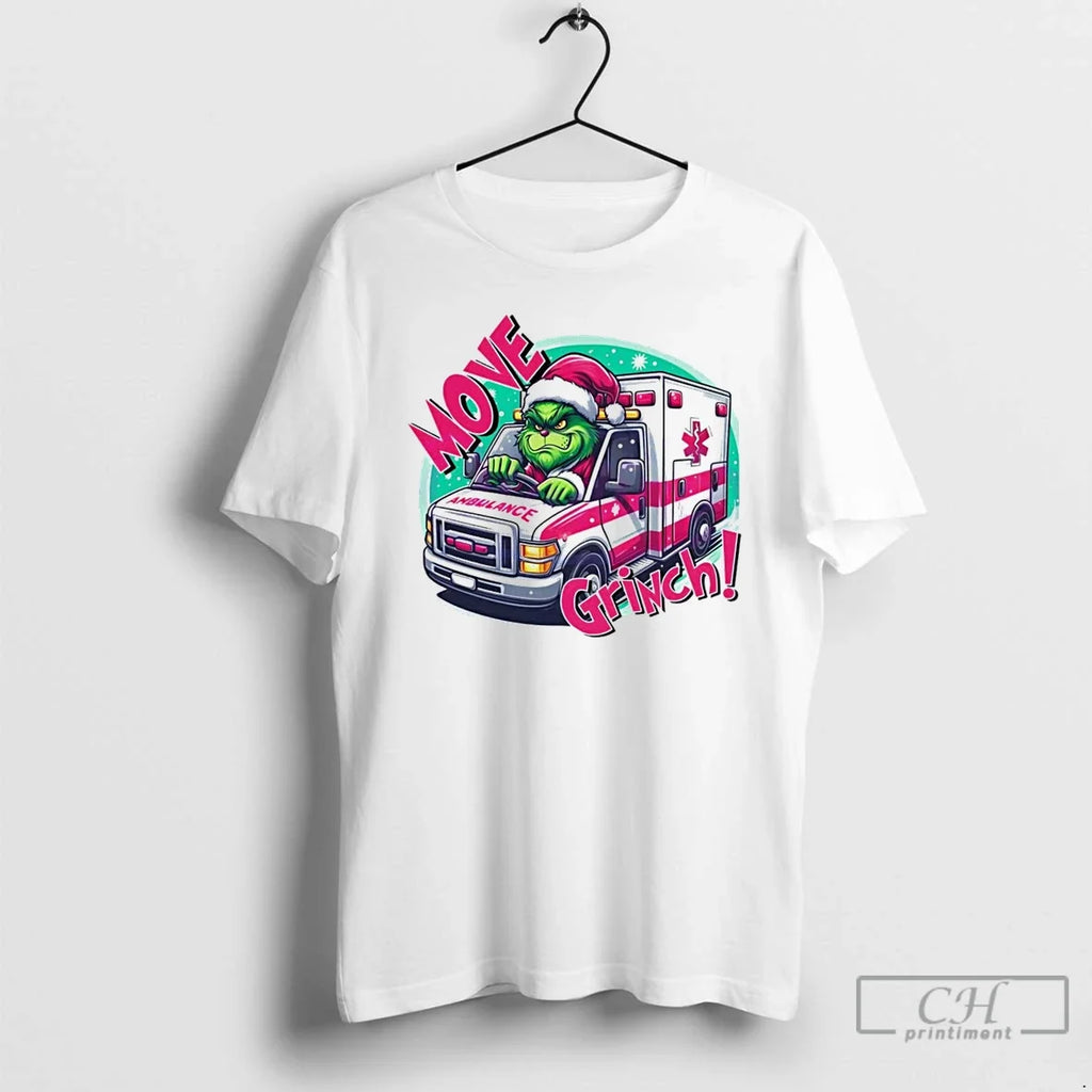 Classic Move Grinch Christmas Ambulance Driver White - Adult & Kids T-Shirts, Sweatshirts & Hoodies apparel design preview 1