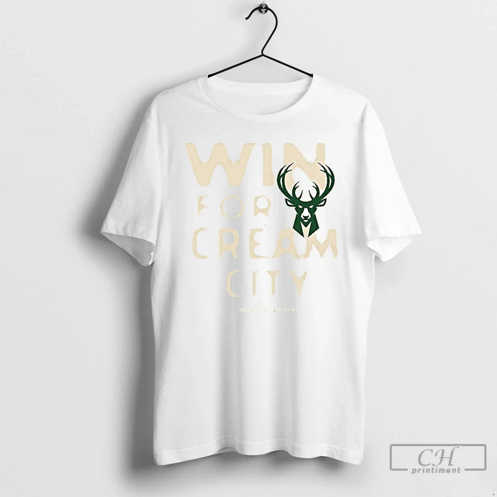 Classic Nba Playoffs Milwaukee Bucks Win For Cream - Adult & Kids T-Shirts, Sweatshirts & Hoodies apparel design preview 1
