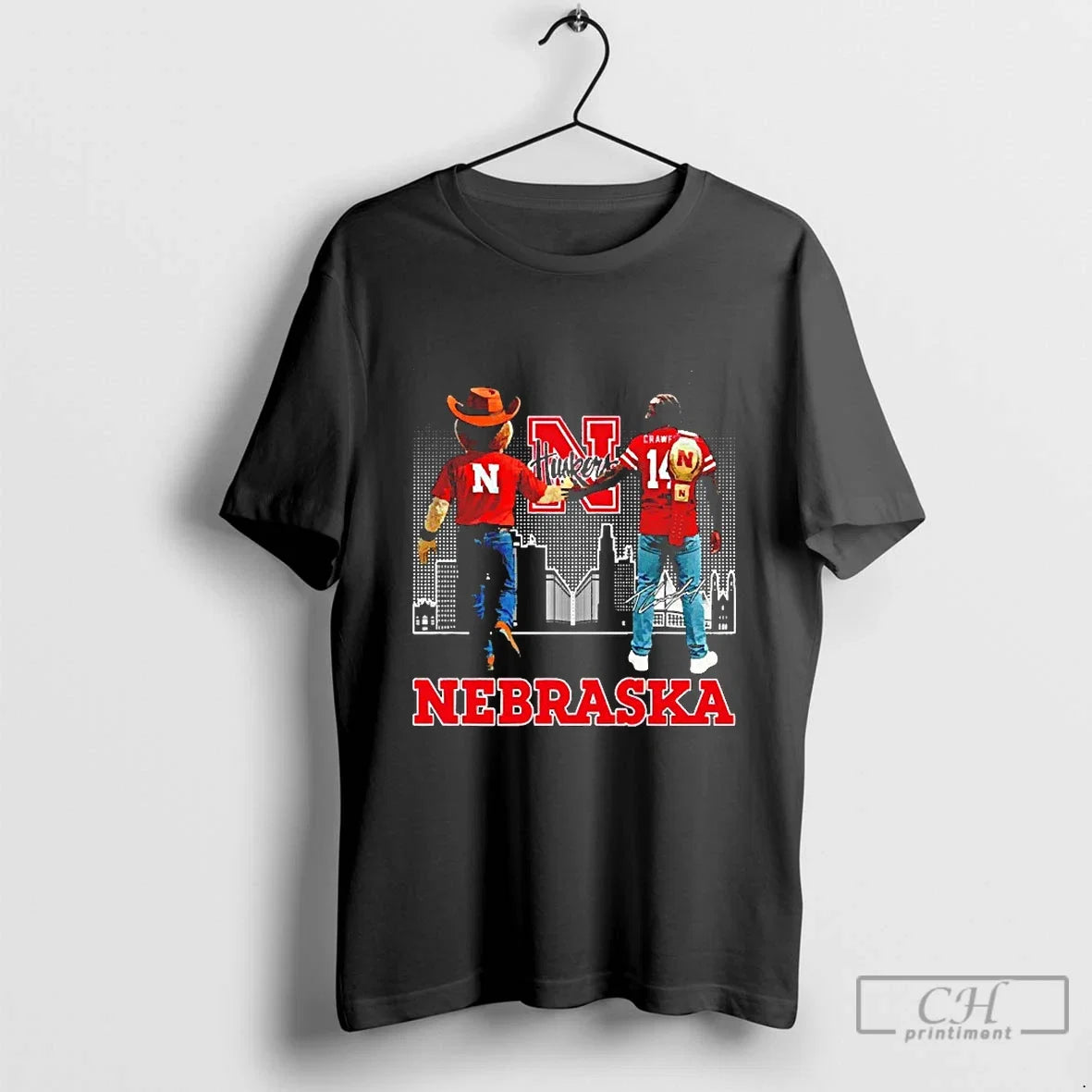 Classic Nebraska Huskers Mascot And Terence Crawford - Adult & Kids T-Shirts, Sweatshirts & Hoodies apparel design preview 1