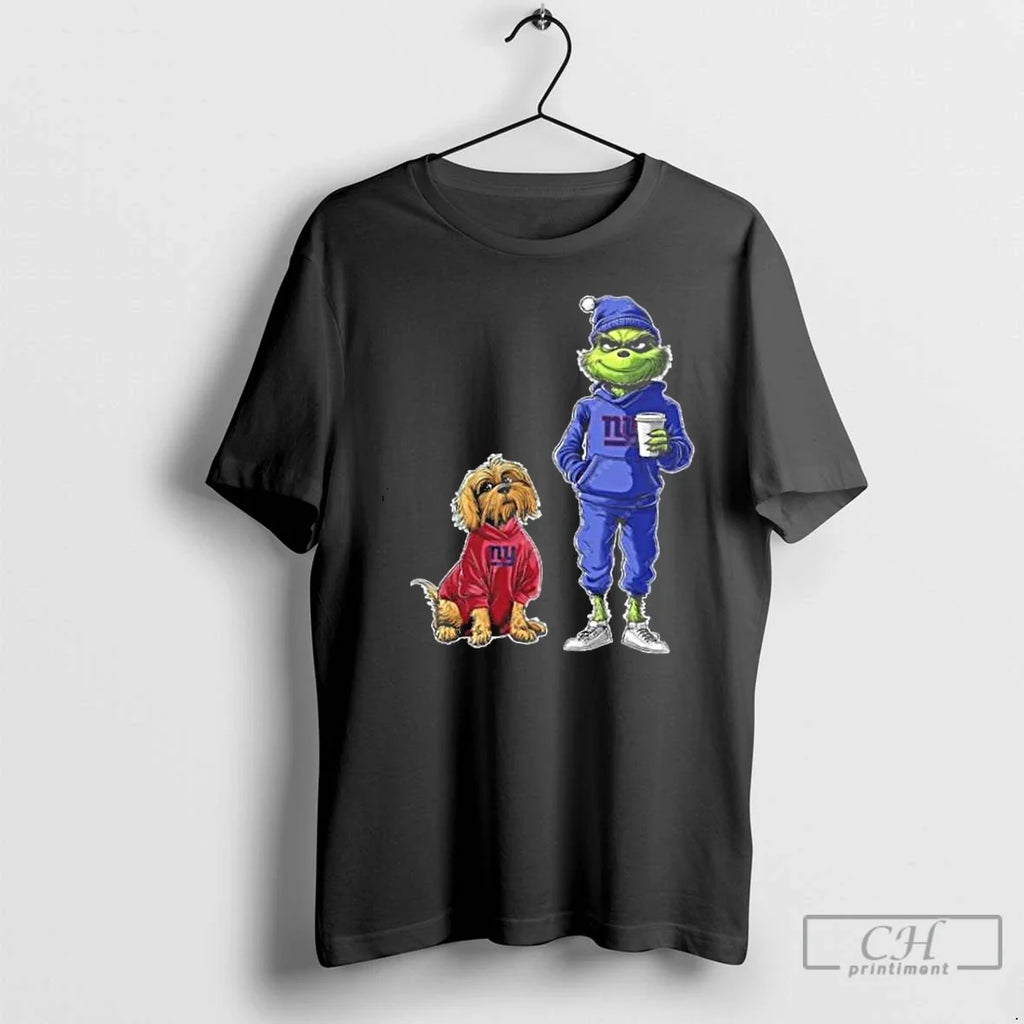 Classic New York Giants Grinch And Dog Christmas - Adult & Kids T-Shirts, Sweatshirts & Hoodies apparel design preview 1