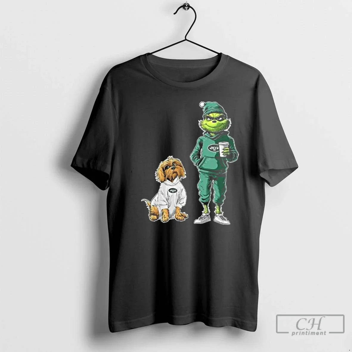 Classic New York Jets Grinch And Dog Christmas - Adult & Kids T-Shirts, Sweatshirts & Hoodies apparel design preview 1