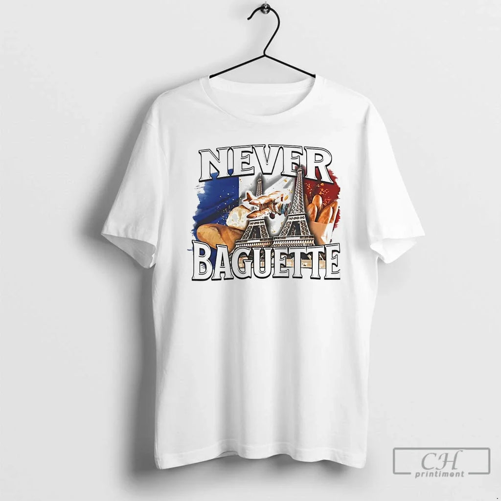 Classic Paris Eiffel Never Baguette - Adult & Kids T-Shirts, Sweatshirts & Hoodies apparel design preview 1