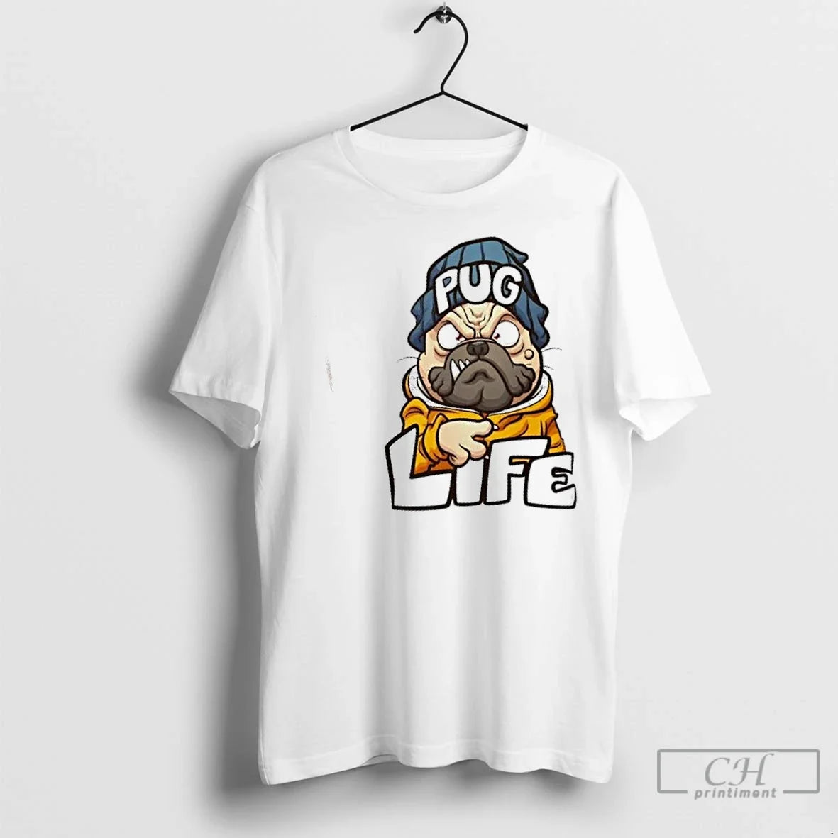 Classic Pug Life Gangsta Dog Cartoon - Adult & Kids T-Shirts, Sweatshirts & Hoodies apparel design preview 1