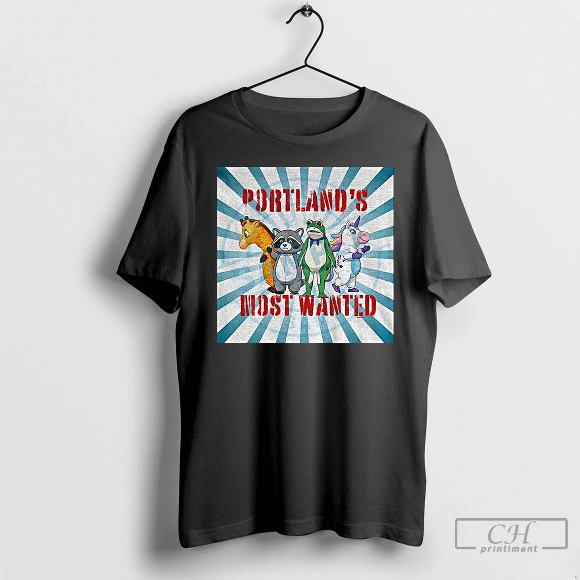 Classic Raccoon Portland Frog Portlands Most Wanted - Adult & Kids T-Shirts, Sweatshirts & Hoodies apparel design preview 1