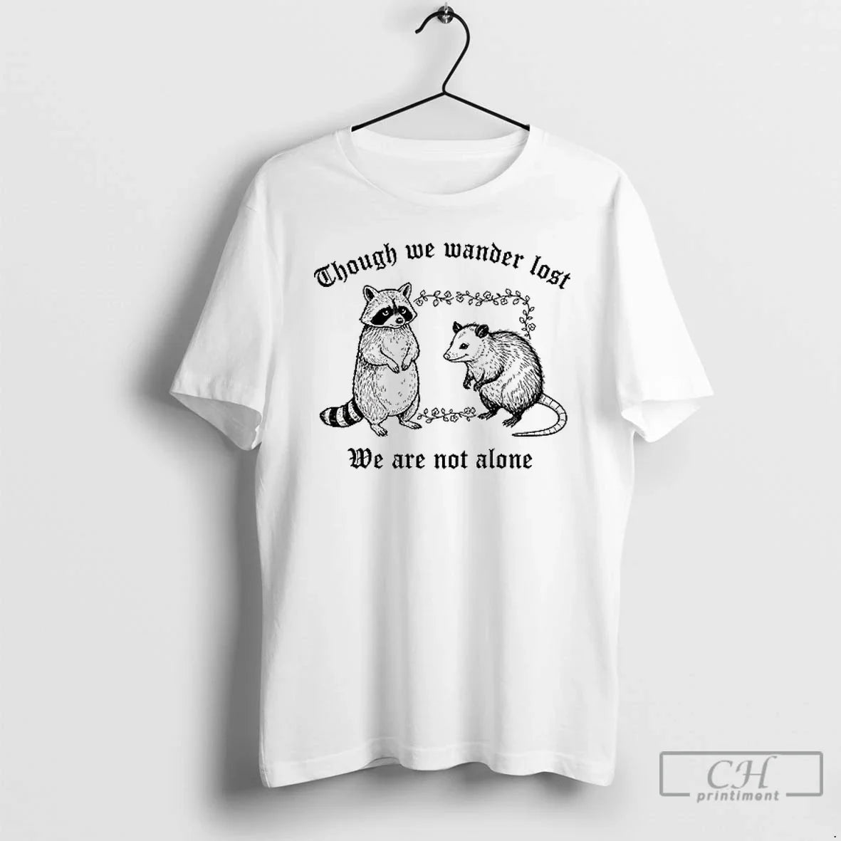 Classic Raccoon And Possum Though We Wander Lost Are - Adult & Kids T-Shirts, Sweatshirts & Hoodies apparel design preview 1