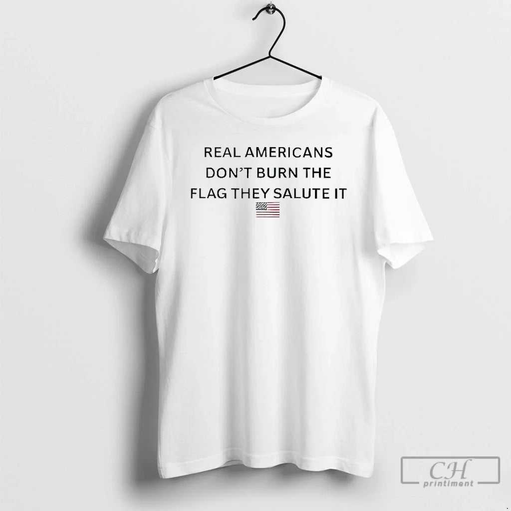 Classic Real Americans Dont Burn The Flag They Salute - Adult & Kids T-Shirts, Sweatshirts & Hoodies apparel design preview 1