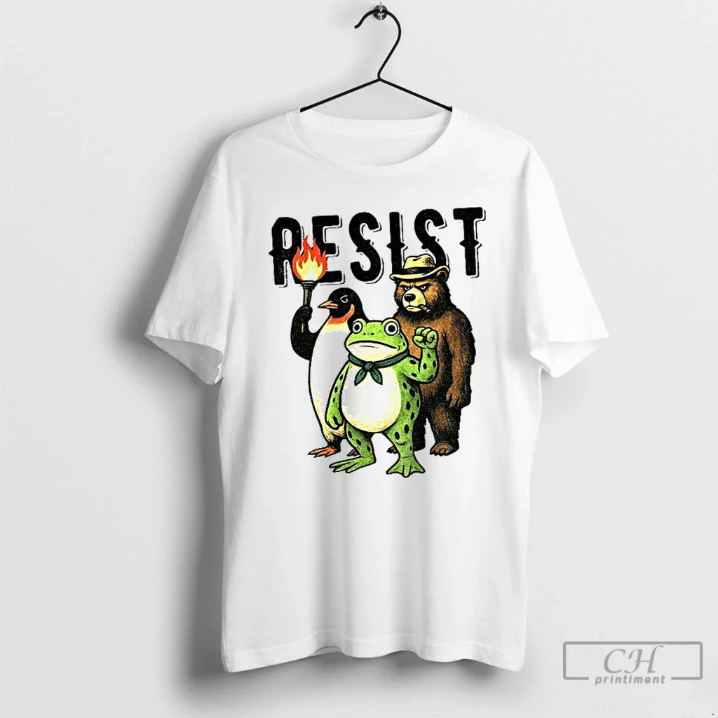 Classic Resist Portland Frog Penguin Bear Abolish Ice - Adult & Kids T-Shirts, Sweatshirts & Hoodies apparel design preview 1