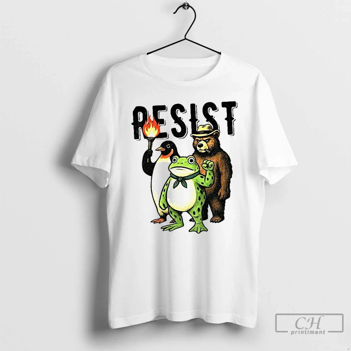 Classic Resist Portland Frog Penguin Bear Abolish Ice - Adult & Kids T-Shirts, Sweatshirts & Hoodies apparel design preview 1