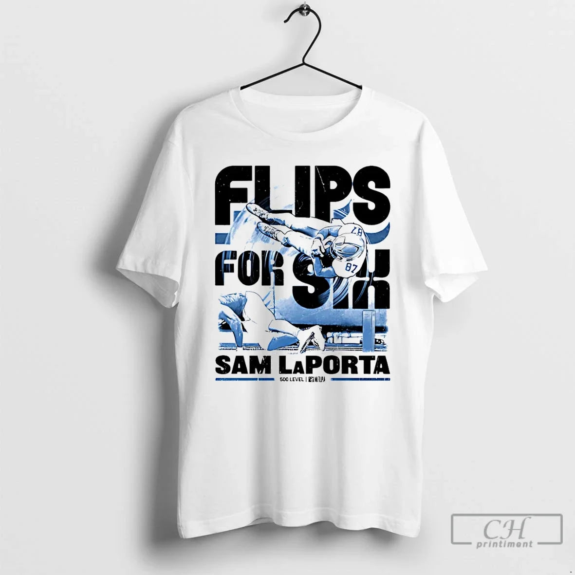 Classic Sam Laporta Detroit Lions Flips For Six - Adult & Kids T-Shirts, Sweatshirts & Hoodies apparel design preview 1