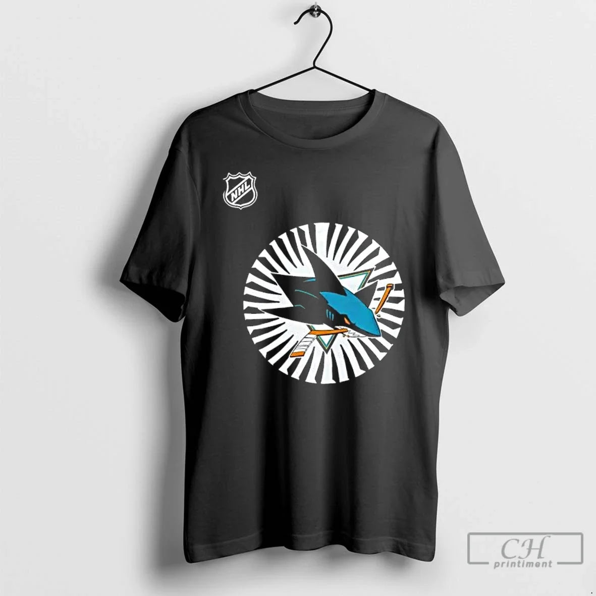 Classic San Jose Sharks Behind Center Ice Design 2 - Adult & Kids T-Shirts, Sweatshirts & Hoodies apparel design preview 1