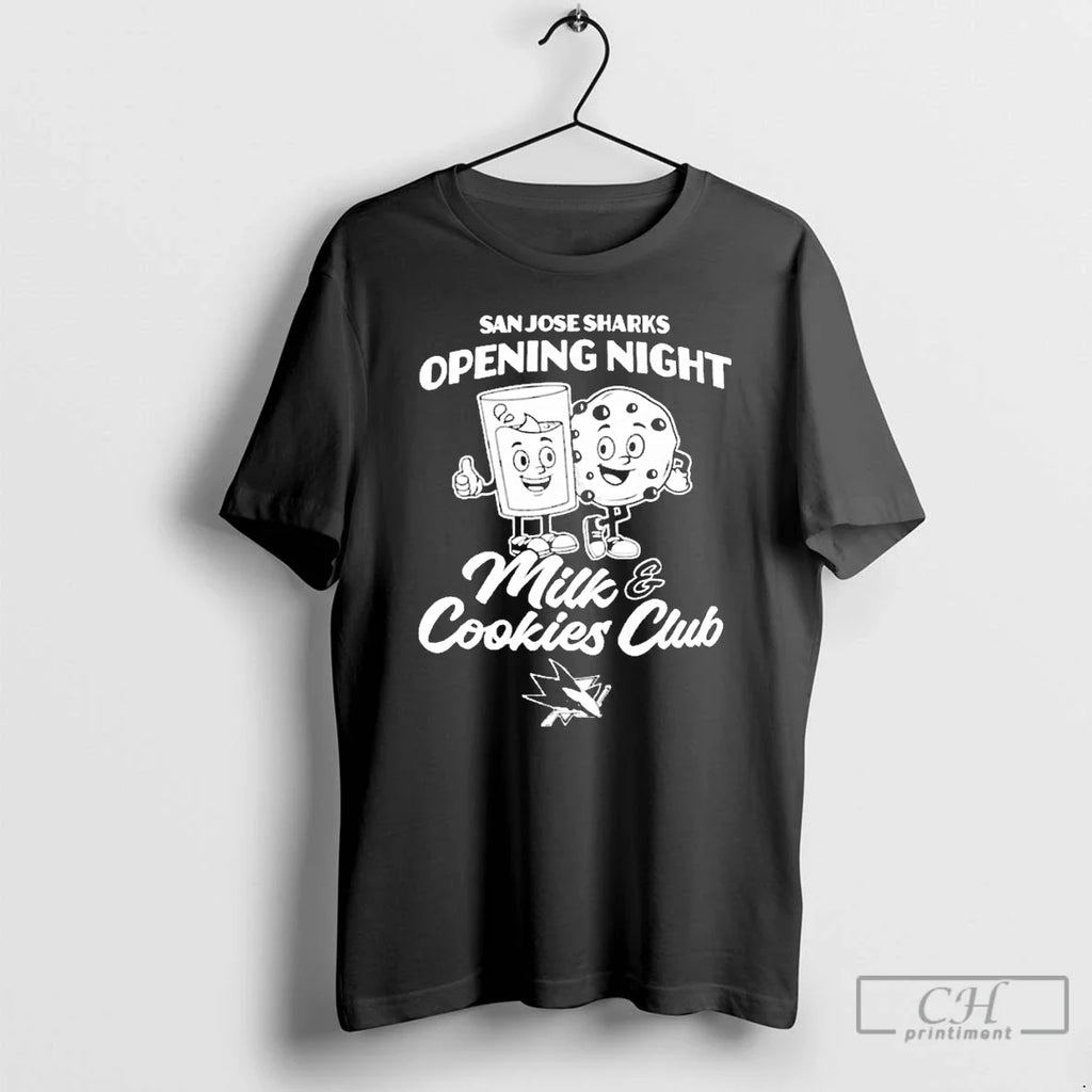 Classic San Jose Sharks Opening Night Milk Cookies - Adult & Kids T-Shirts, Sweatshirts & Hoodies apparel design preview 1